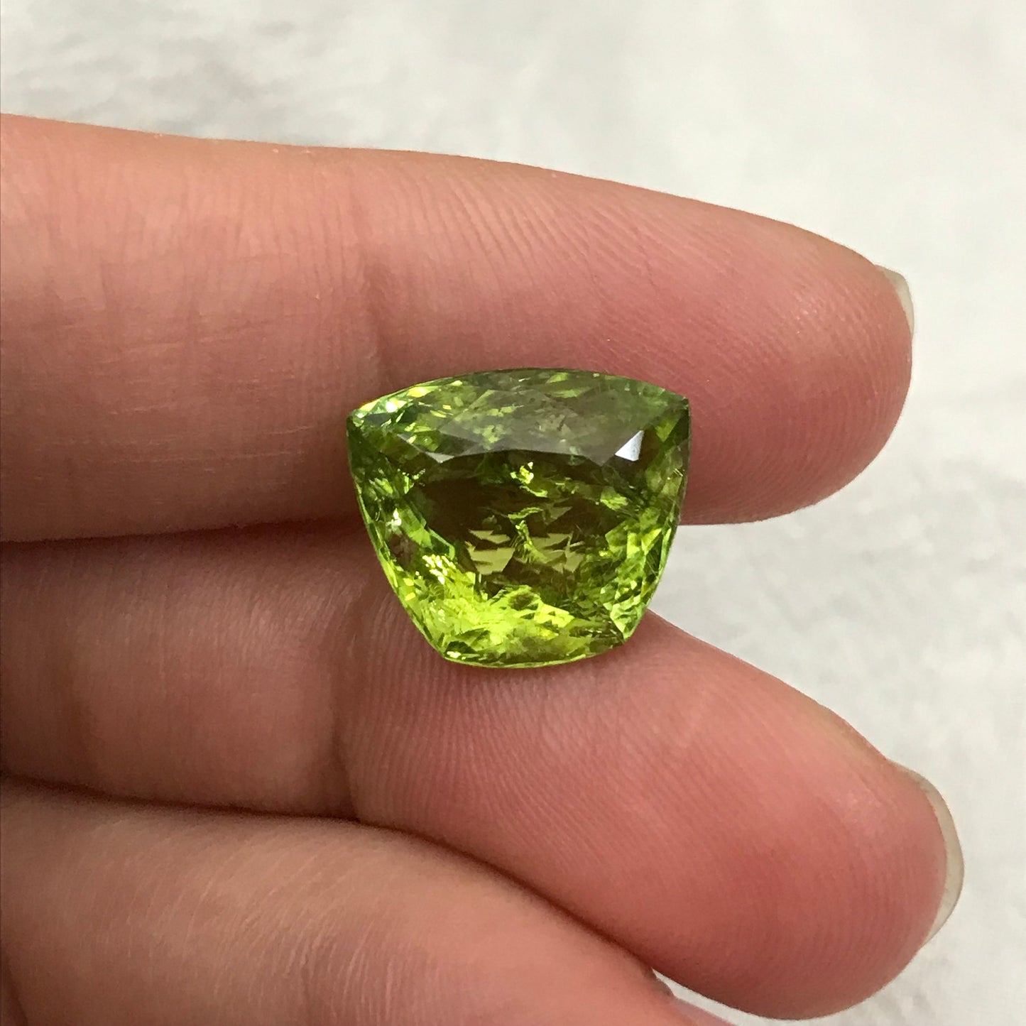 8.06 Carat Green Tourmaline 13.85x12.0mm Cushion Trapeze Cut, Faceted Loose Gemstone