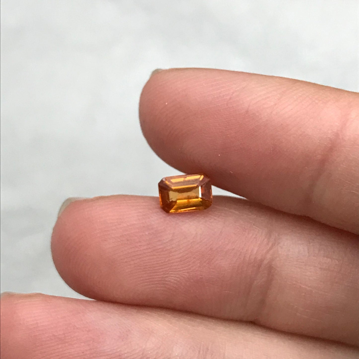 0.82 Carat Orange Spessartite Garnet 6.25x4.3mm Emerald Cut, Faceted Loose Gemstone