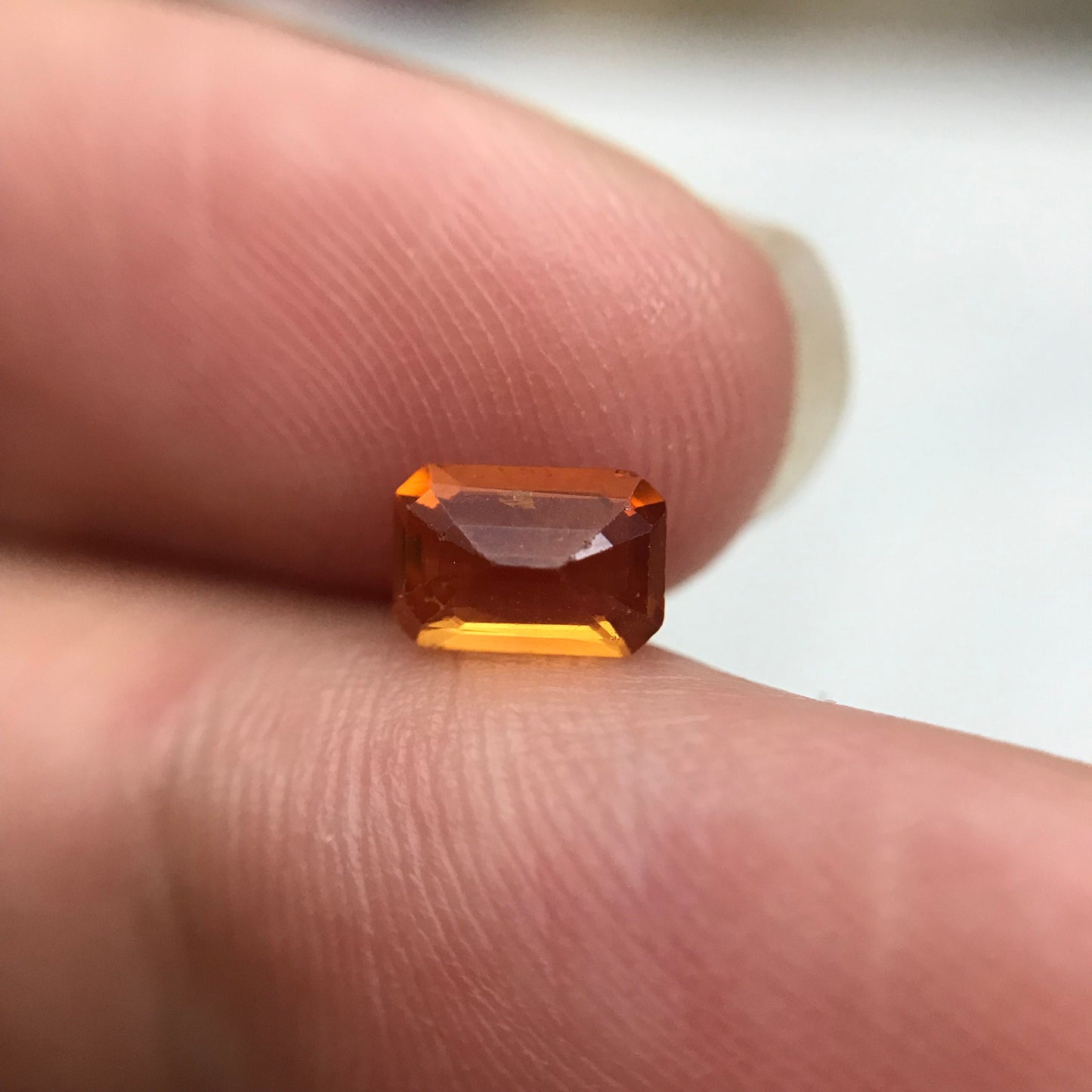 0.82 Carat Orange Spessartite Garnet 6.25x4.3mm Emerald Cut, Faceted Loose Gemstone
