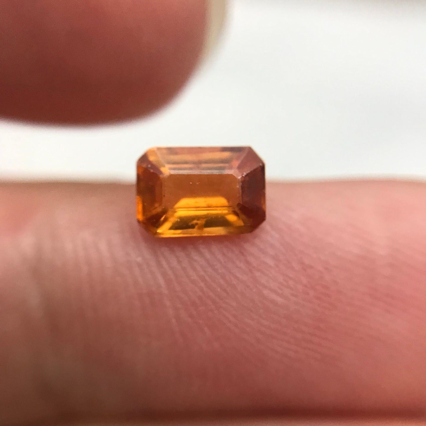 0.82 Carat Orange Spessartite Garnet 6.25x4.3mm Emerald Cut, Faceted Loose Gemstone
