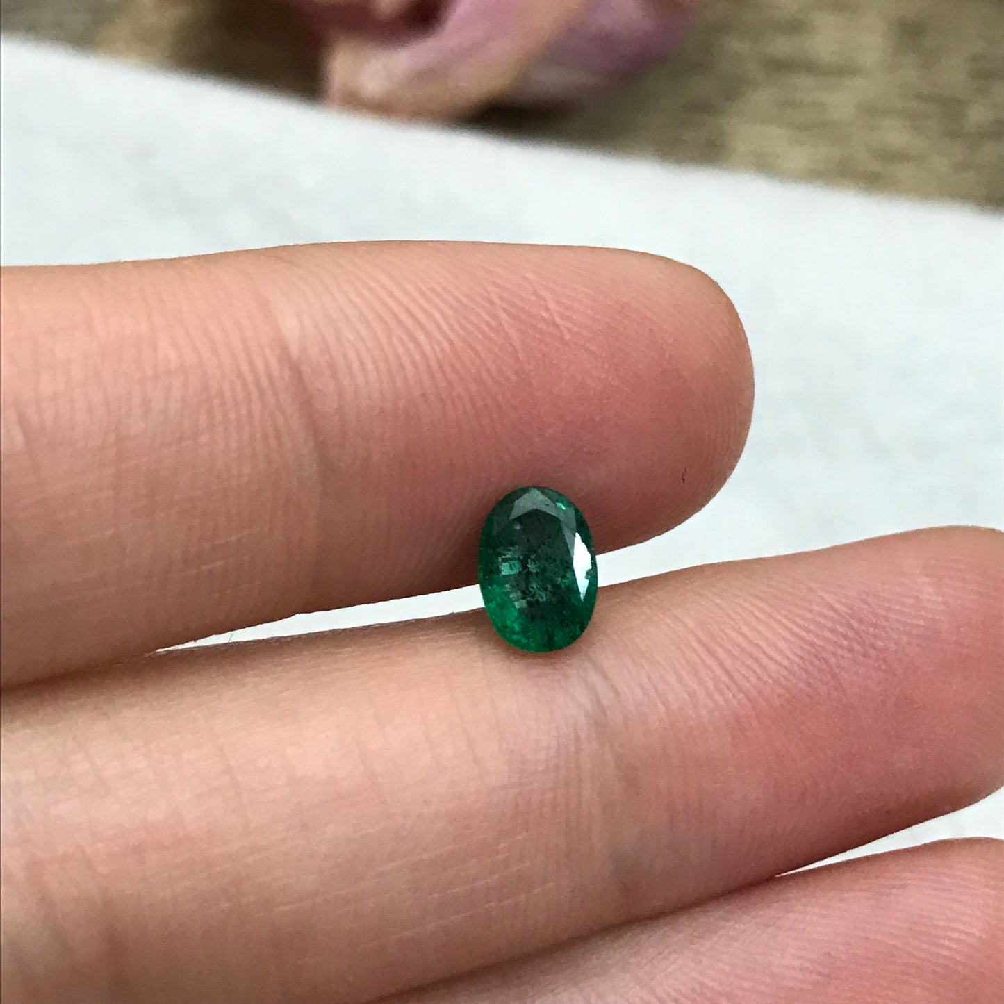 0.75 Carat Natural Green Emerald 6.9x5mm Oval Cut, Faceted Loose Gemstone