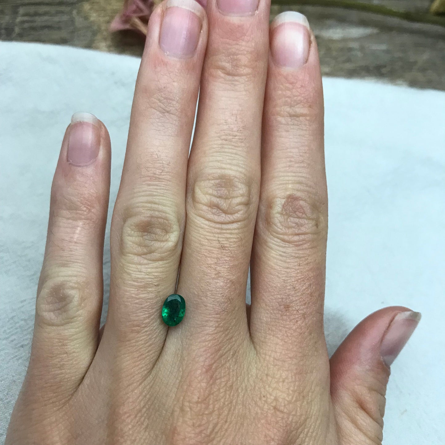 0.75 Carat Natural Green Emerald 6.9x5mm Oval Cut, Faceted Loose Gemstone