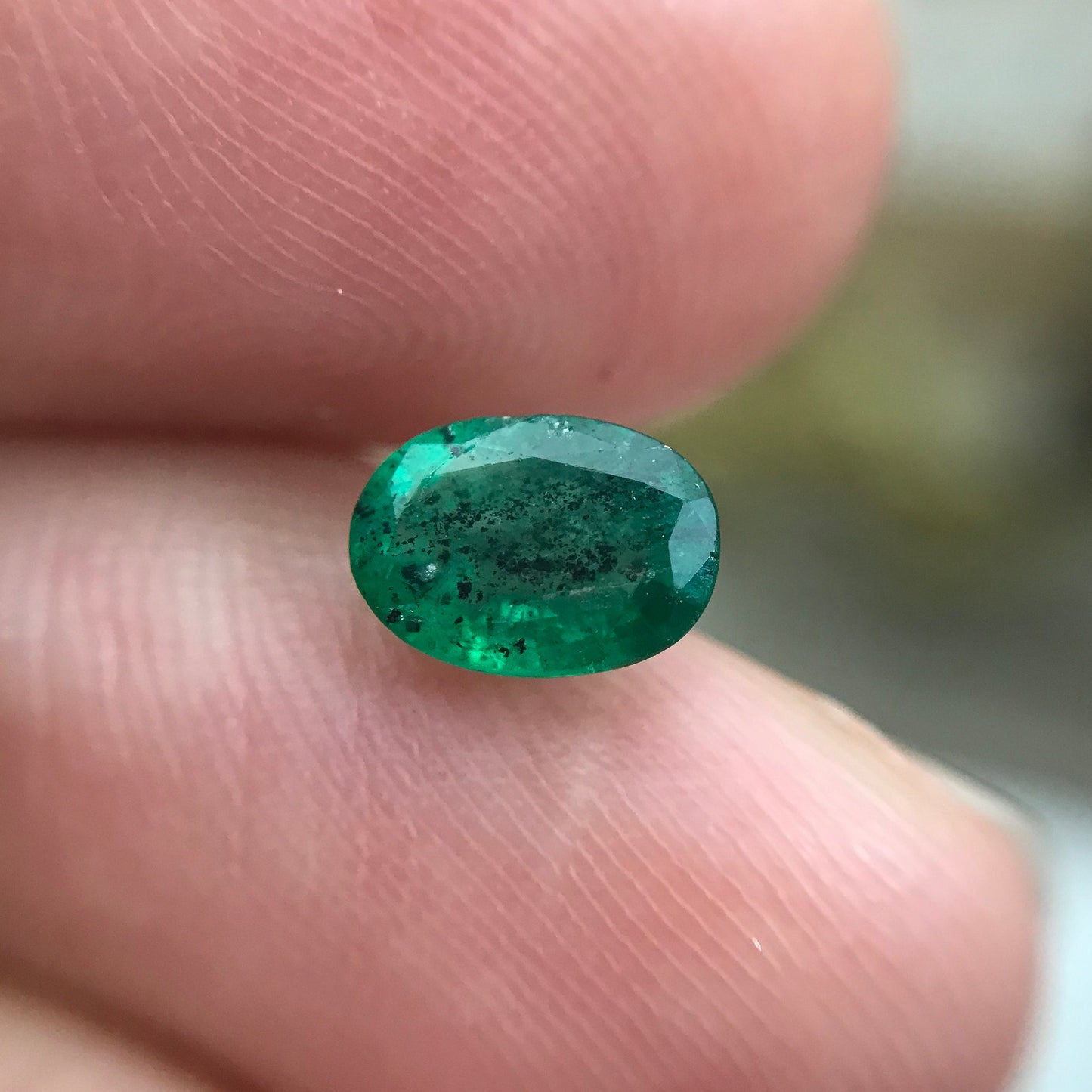 0.75 Carat Natural Green Emerald 6.9x5mm Oval Cut, Faceted Loose Gemstone