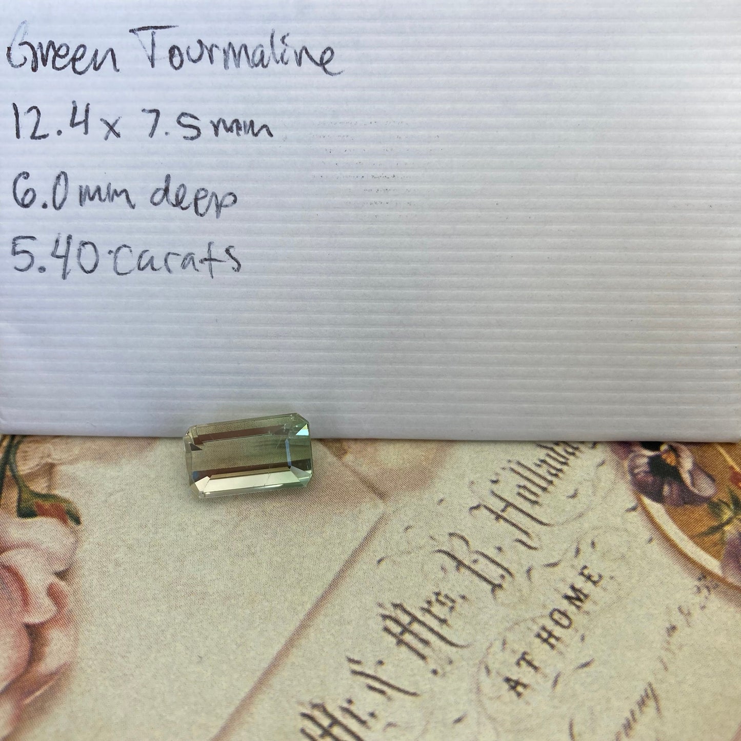 Bi-color Tourmaline 12.5x7.5mm Emerald Cut, 5.40 carats, Natural Faceted Gem, Loose Gemstone, Green/ Peachy Yellowish