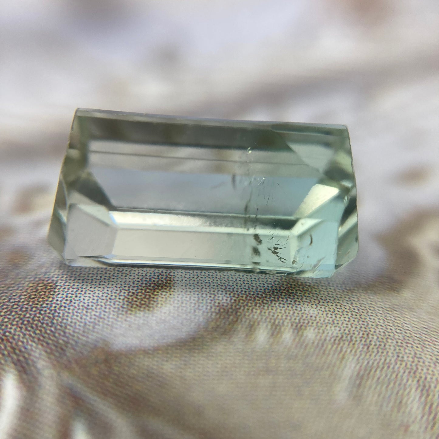 Bi-color Tourmaline 12.5x7.5mm Emerald Cut, 5.40 carats, Natural Faceted Gem, Loose Gemstone, Green/ Peachy Yellowish