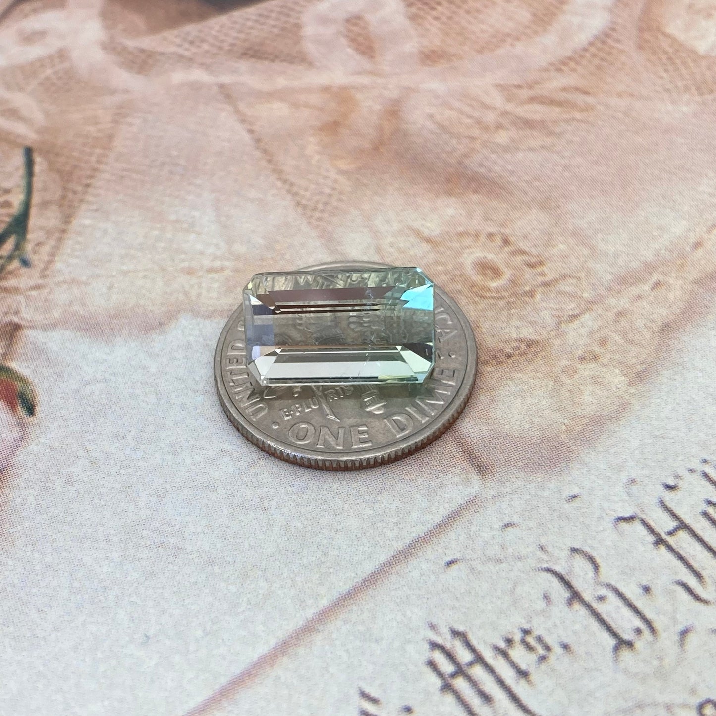 Bi-color Tourmaline 12.5x7.5mm Emerald Cut, 5.40 carats, Natural Faceted Gem, Loose Gemstone, Green/ Peachy Yellowish