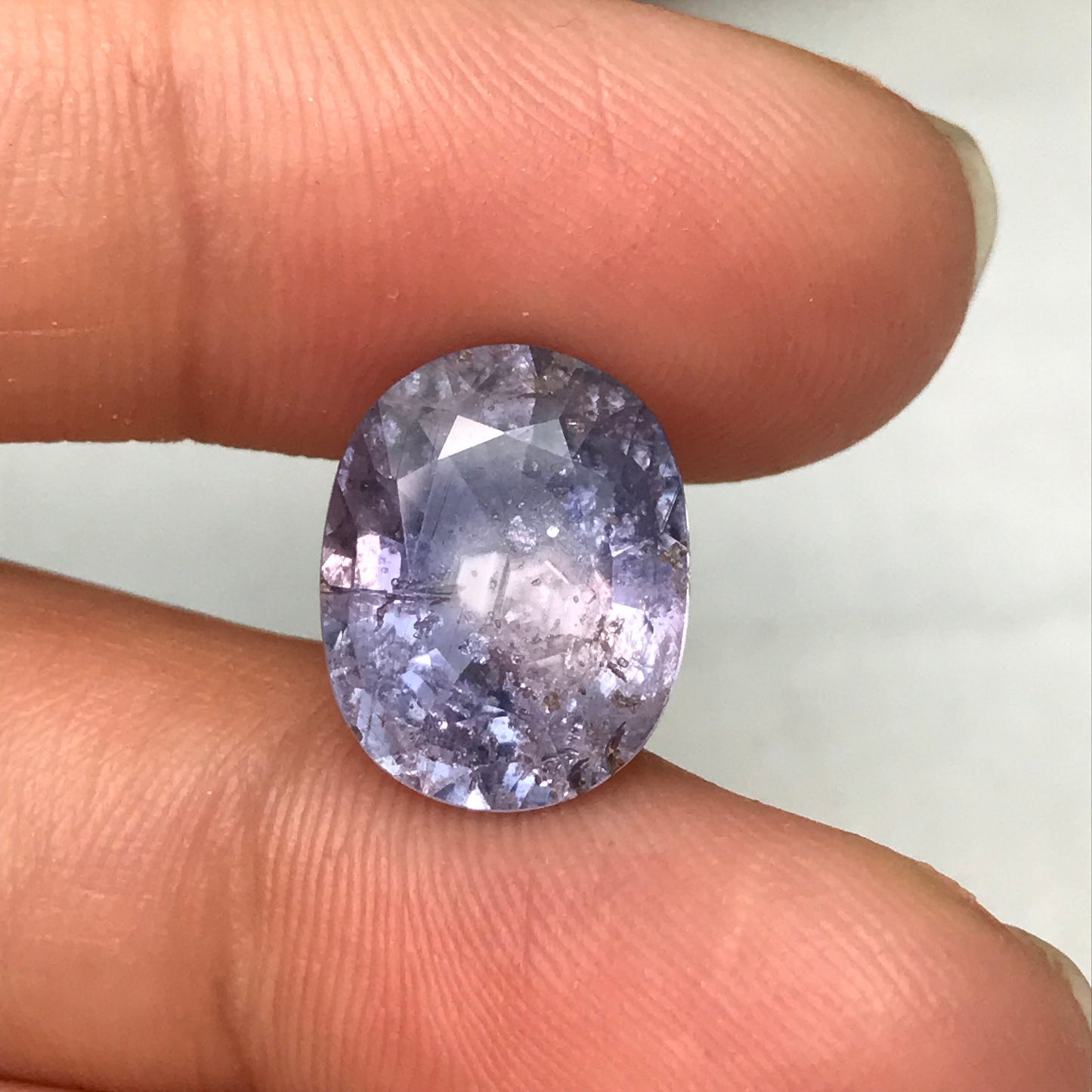 8.4 Carat Unheated Purple Blue Color Shift Sapphire 13.72x10.85mm Oval Cut, Faceted Loose Natural Tanzania Sapphire