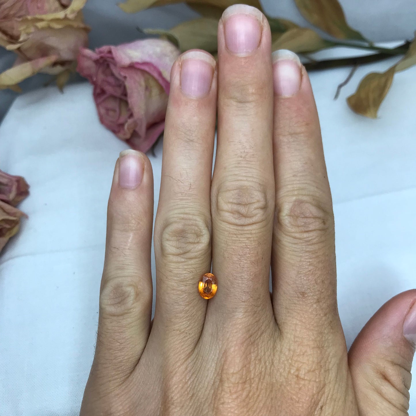 1 Carat Spessartite Garnet 6.8x4.95mm Oval Cut, Faceted Loose Orange Garnet