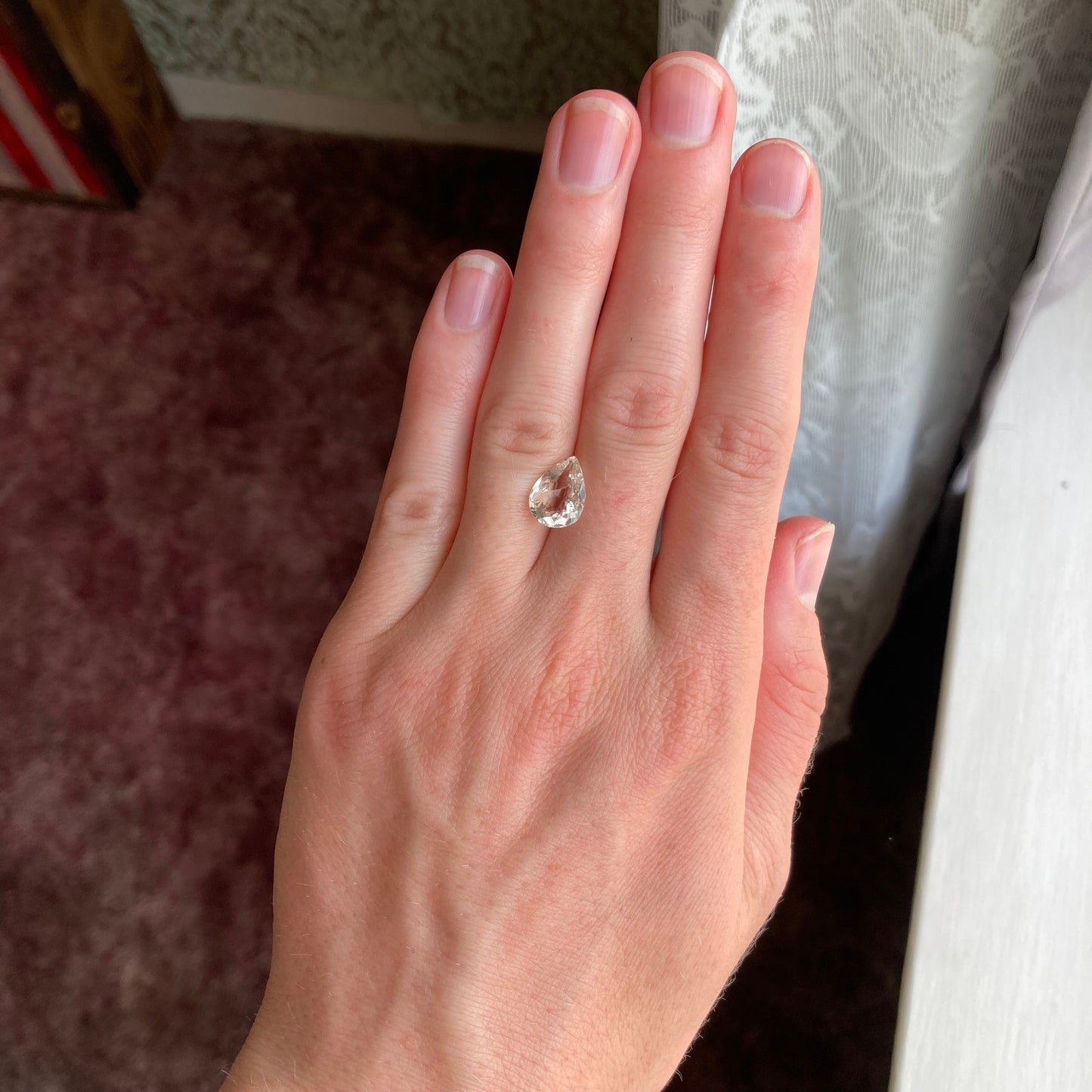 2.53 CT Very Light Morganite 11.5x8.5mm Pear Cut, Nearly Colorless Light Peach Beryl Loose Gemstone, Unmounted Gem