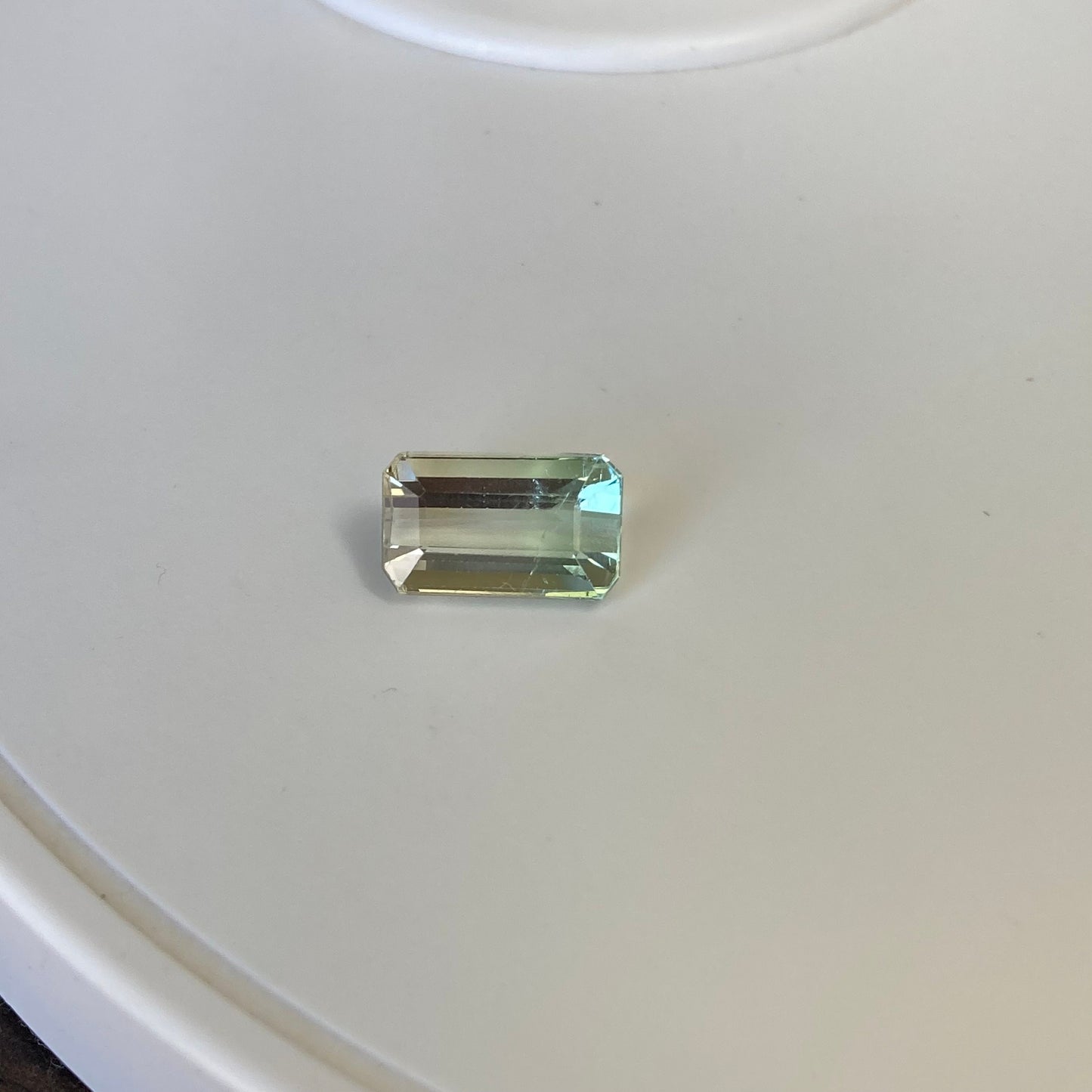 Bi-color Tourmaline 12.5x7.5mm Emerald Cut, 5.40 carats, Natural Faceted Gem, Loose Gemstone, Green/ Peachy Yellowish