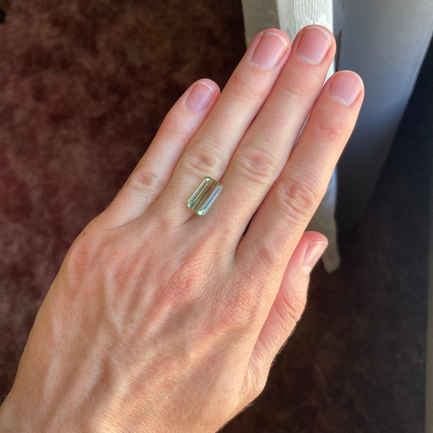 Bi-color Tourmaline 12.5x7.5mm Emerald Cut, 5.40 carats, Natural Faceted Gem, Loose Gemstone, Green/ Peachy Yellowish