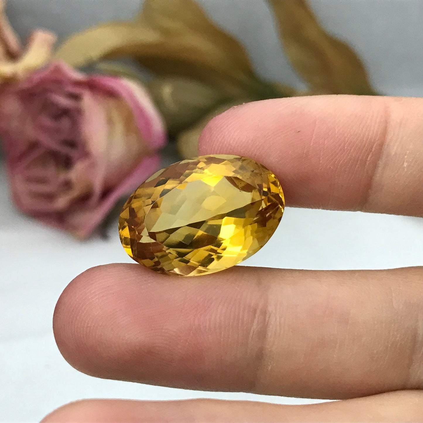 22.1x15.1mm Orange Citrine 21.9 carat Oval Cut, Faceted Loose Gemstone