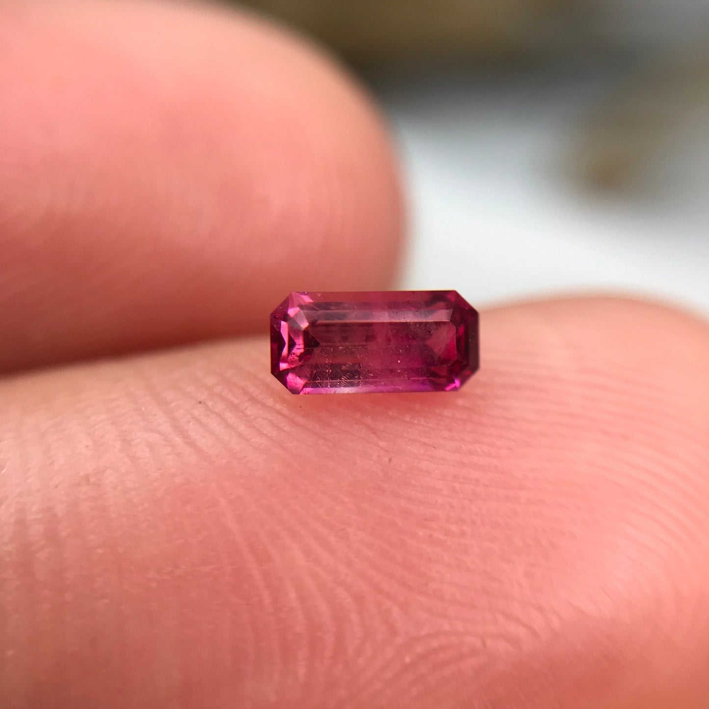 0.35 Carat Natural Red Beryl 5.75x2.8mm Emerald Cut, Utah Red Beryl, Faceted Loose Bixbite