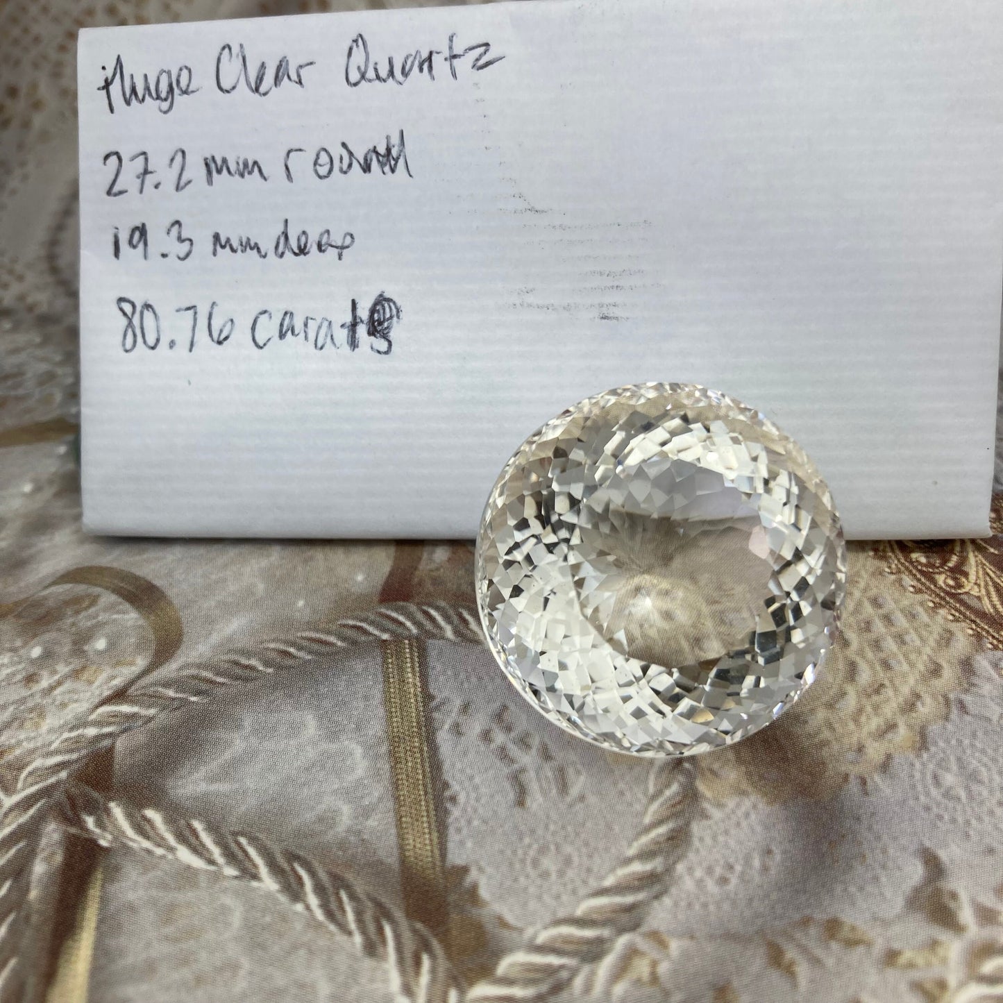 27.2mm Quartz 81 Carat Round Portuguese style Cut Loose Gem, Large Gemstone Big Faceted Stone