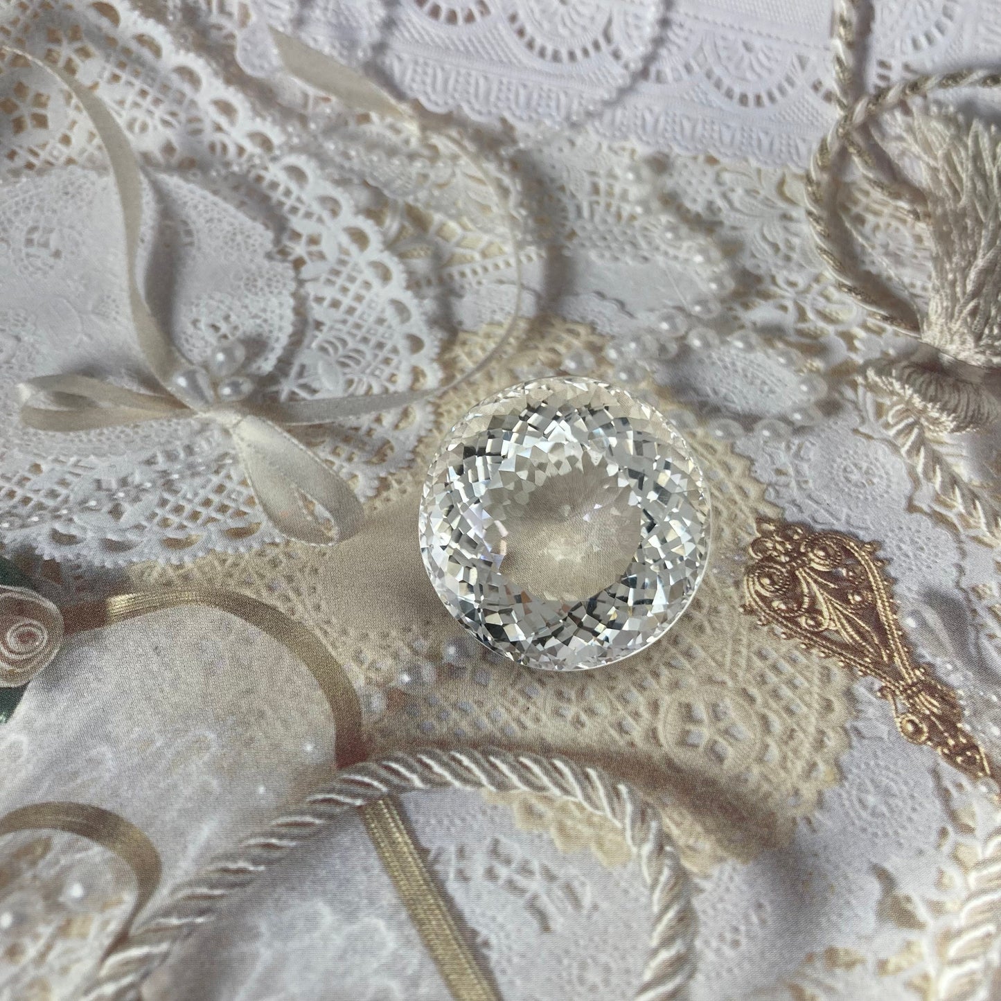 27.2mm Quartz 81 Carat Round Portuguese style Cut Loose Gem, Large Gemstone Big Faceted Stone