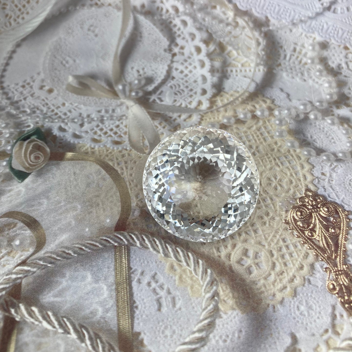 27.2mm Quartz 81 Carat Round Portuguese style Cut Loose Gem, Large Gemstone Big Faceted Stone