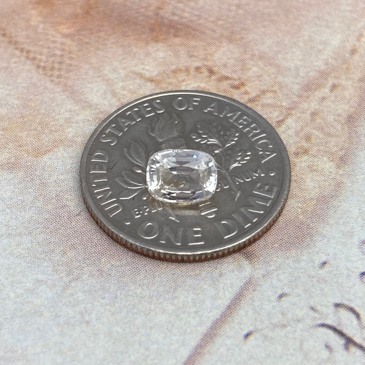Natural Sapphire 0.75 carat 5.5x4.2 mm Cushion Cut, Faceted Loose Gemstone Very Light Yellow Almost Clear, White Sapphire 5.5x4mm