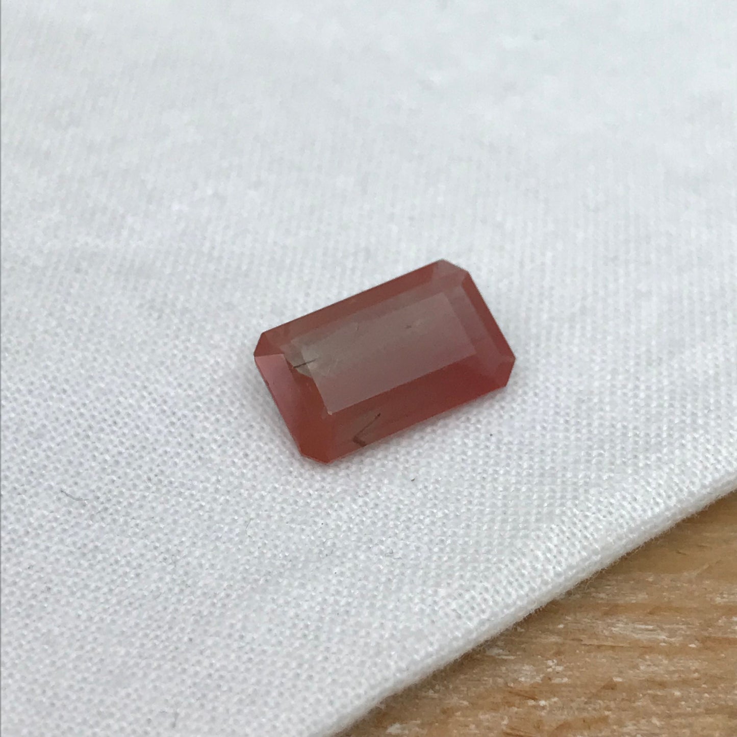 3 Carat Reddish Orange Andesine, Discount Gem, 12.8x7.7mm Emerald Cut, Faceted Loose Faceted Feldspar Labradorite, Color Treated Gemstone