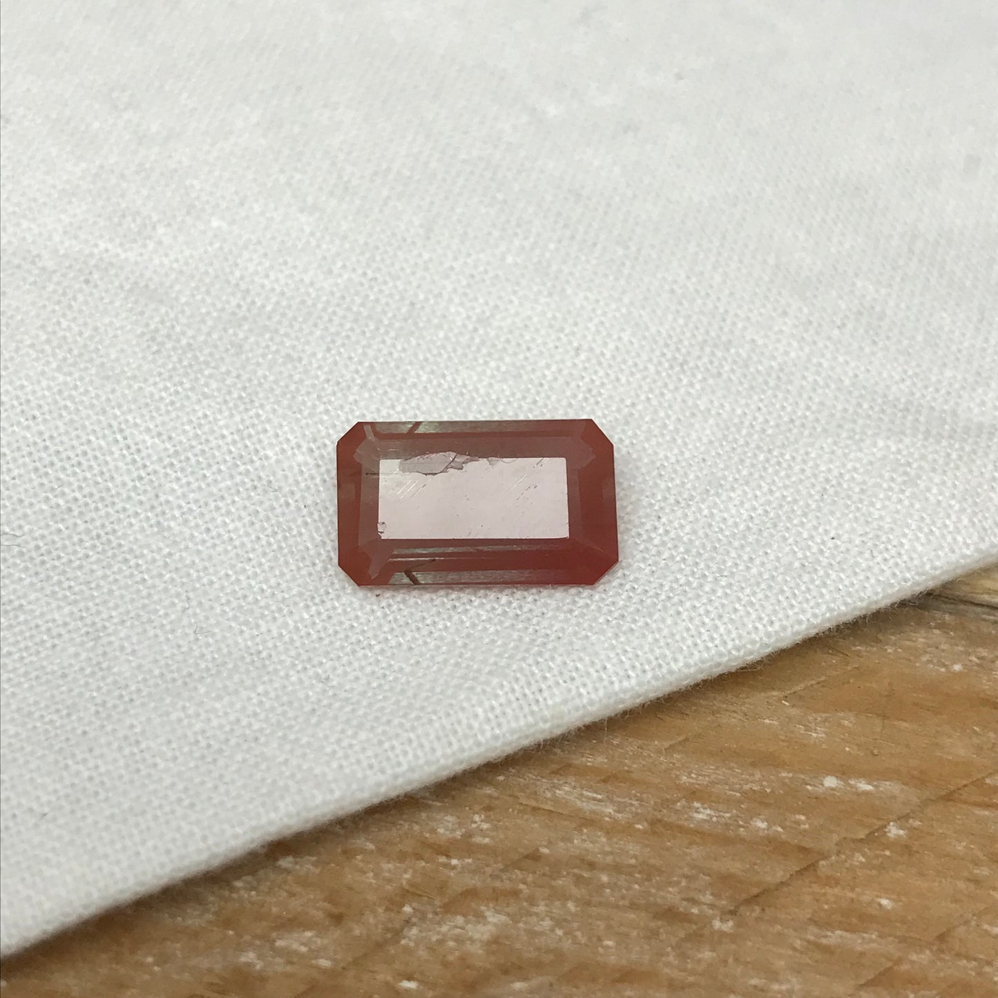 3 Carat Reddish Orange Andesine, Discount Gem, 12.8x7.7mm Emerald Cut, Faceted Loose Faceted Feldspar Labradorite, Color Treated Gemstone