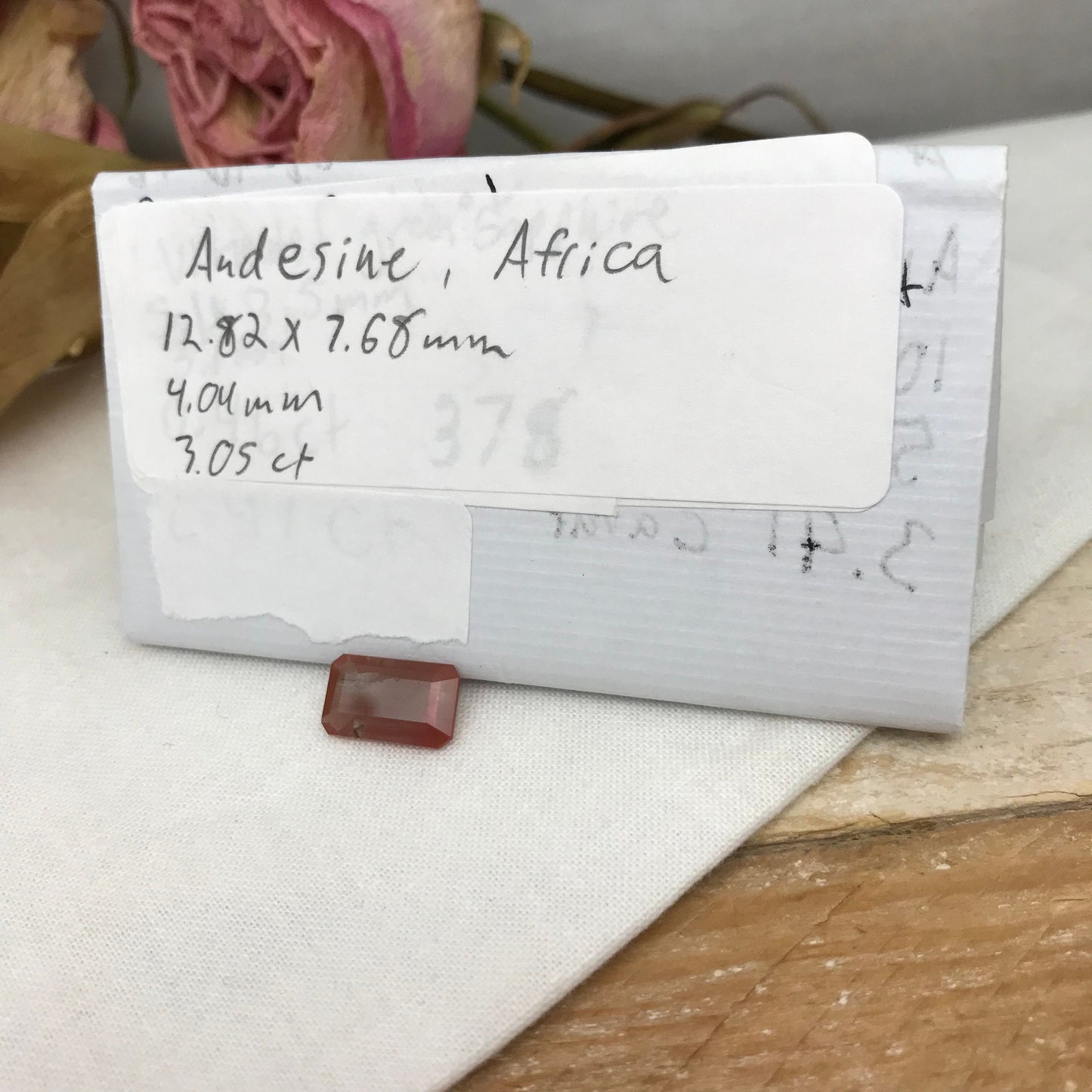 3 Carat Reddish Orange Andesine, Discount Gem, 12.8x7.7mm Emerald Cut, Faceted Loose Faceted Feldspar Labradorite, Color Treated Gemstone