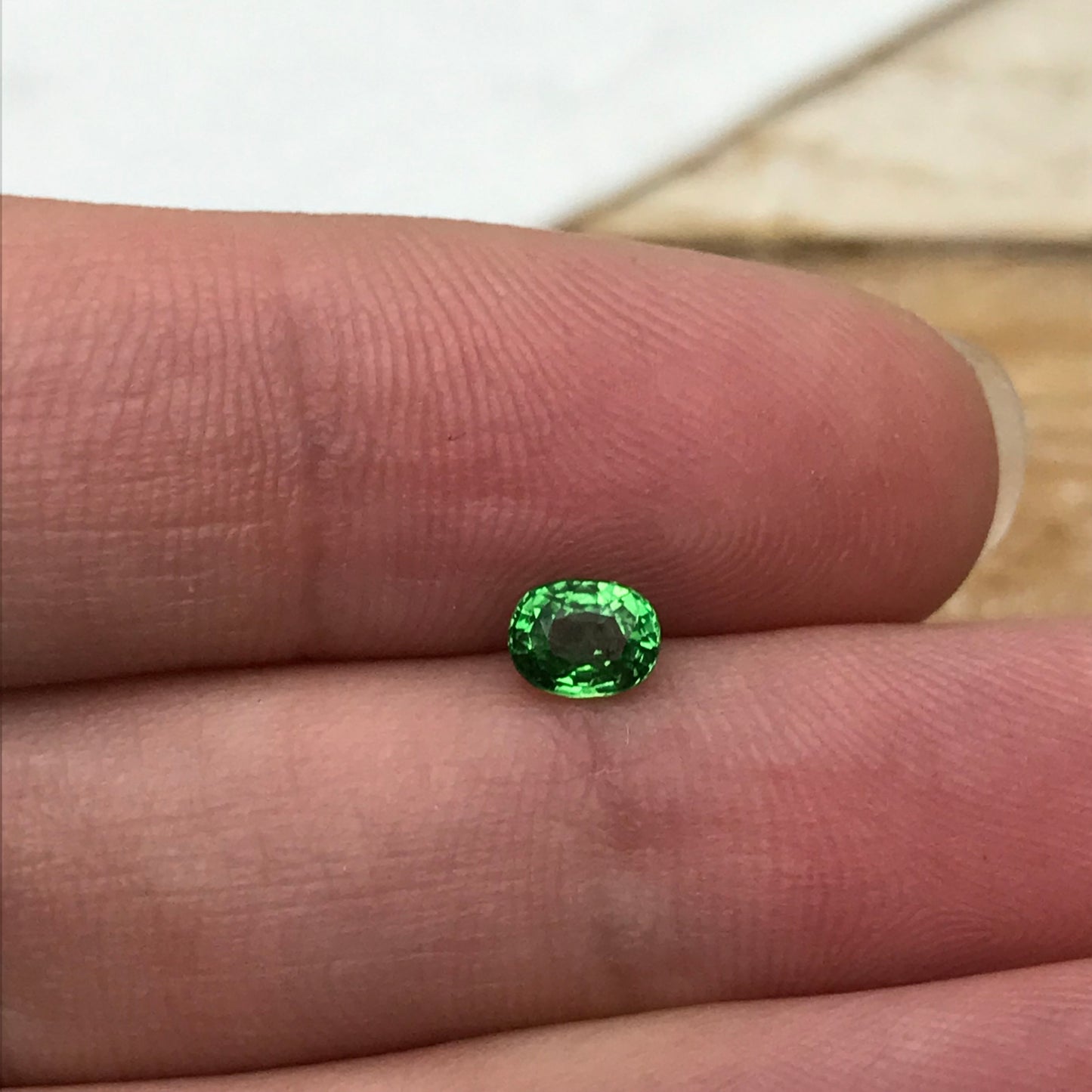 0.47 carat Natural Green Tsavorite Garnet 5.0x3.9mm Oval Cut, Faceted Loose Gemstone