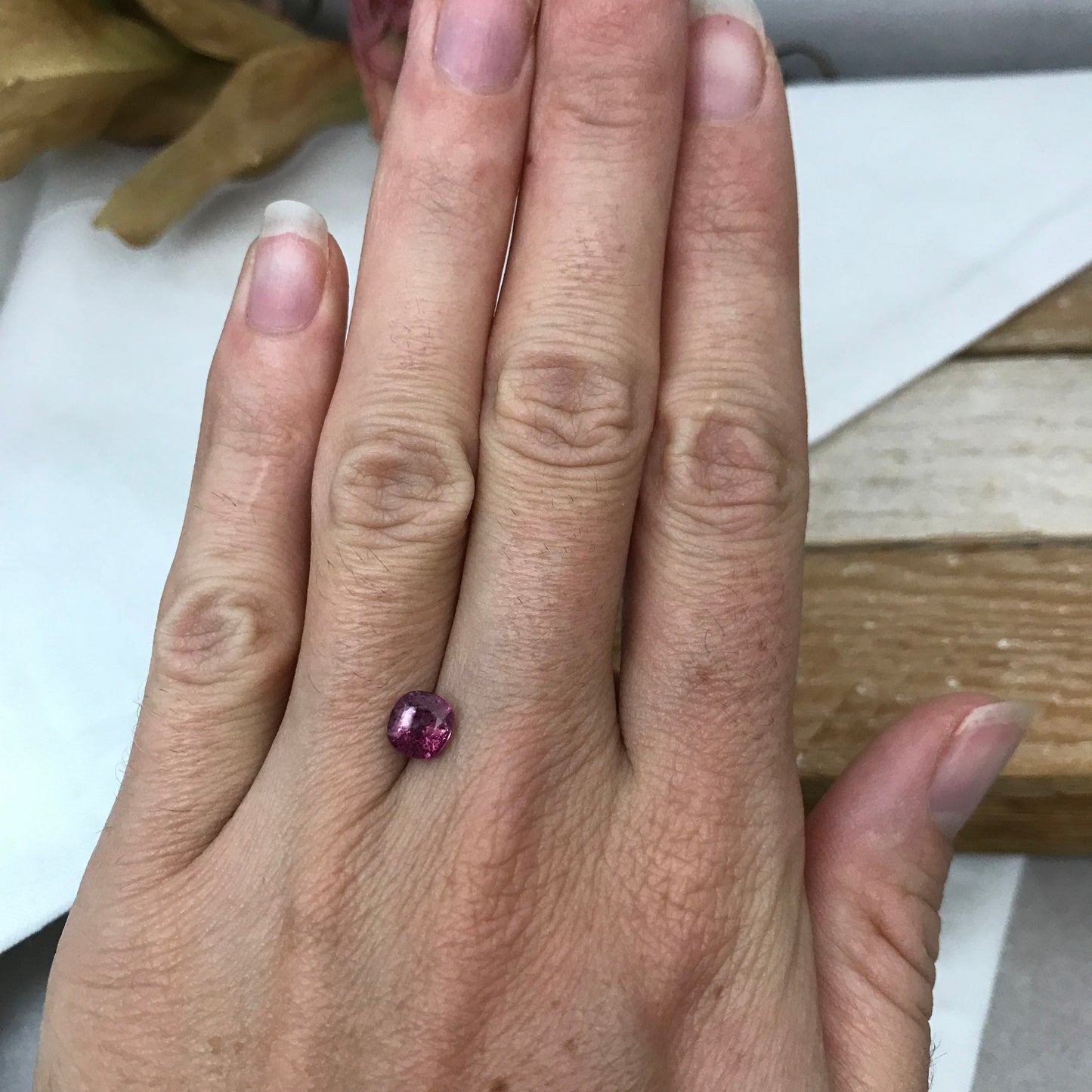 1.31 carat Unheated Pinkish Purple Sapphire 6.15x5.9mm Cushion Cut, Faceted Loose Natural Madagascar Sapphire