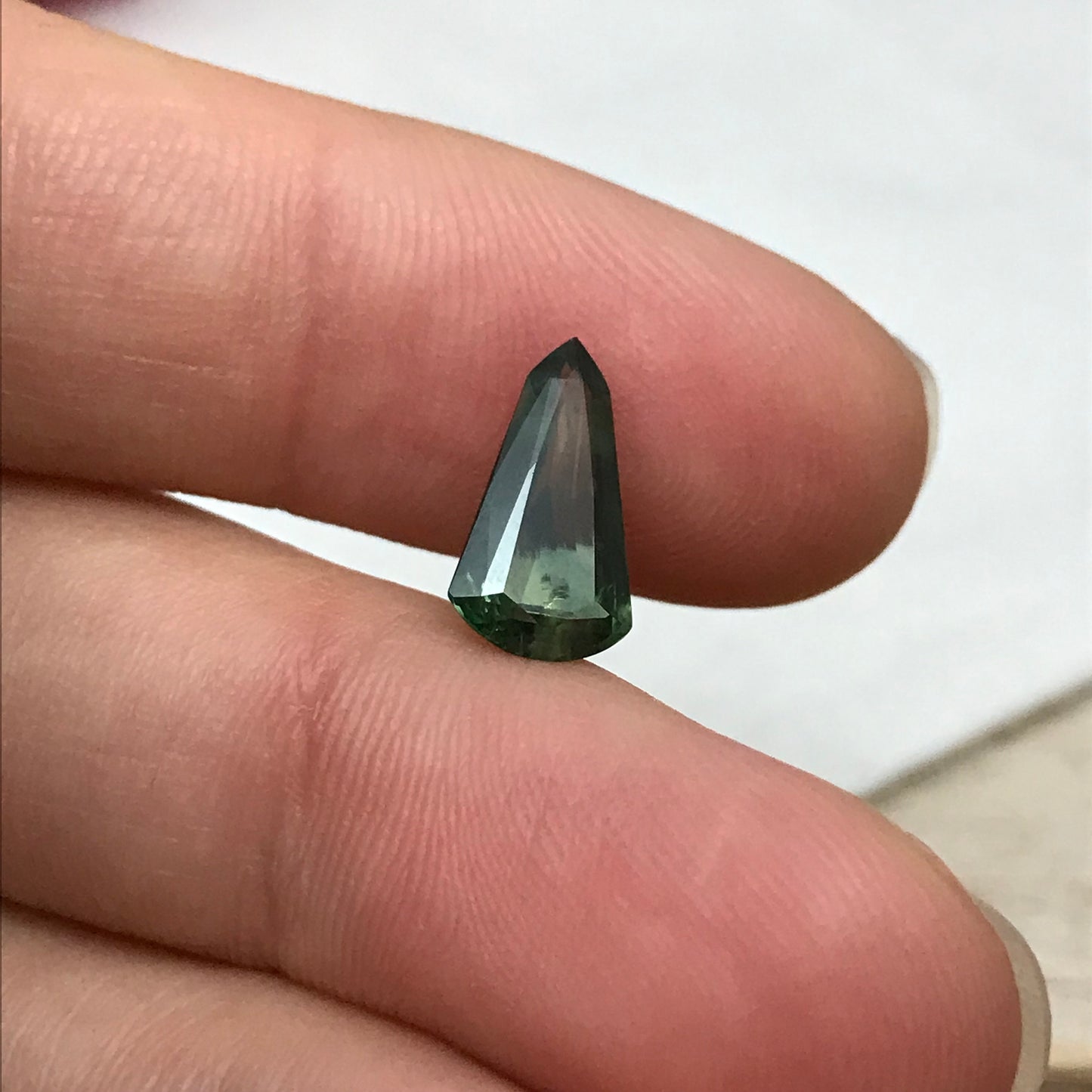 1.86 Carat Green Sapphire 12.0x6.65mm Fancy Cut, Faceted Loose Heated Sapphire, Africa