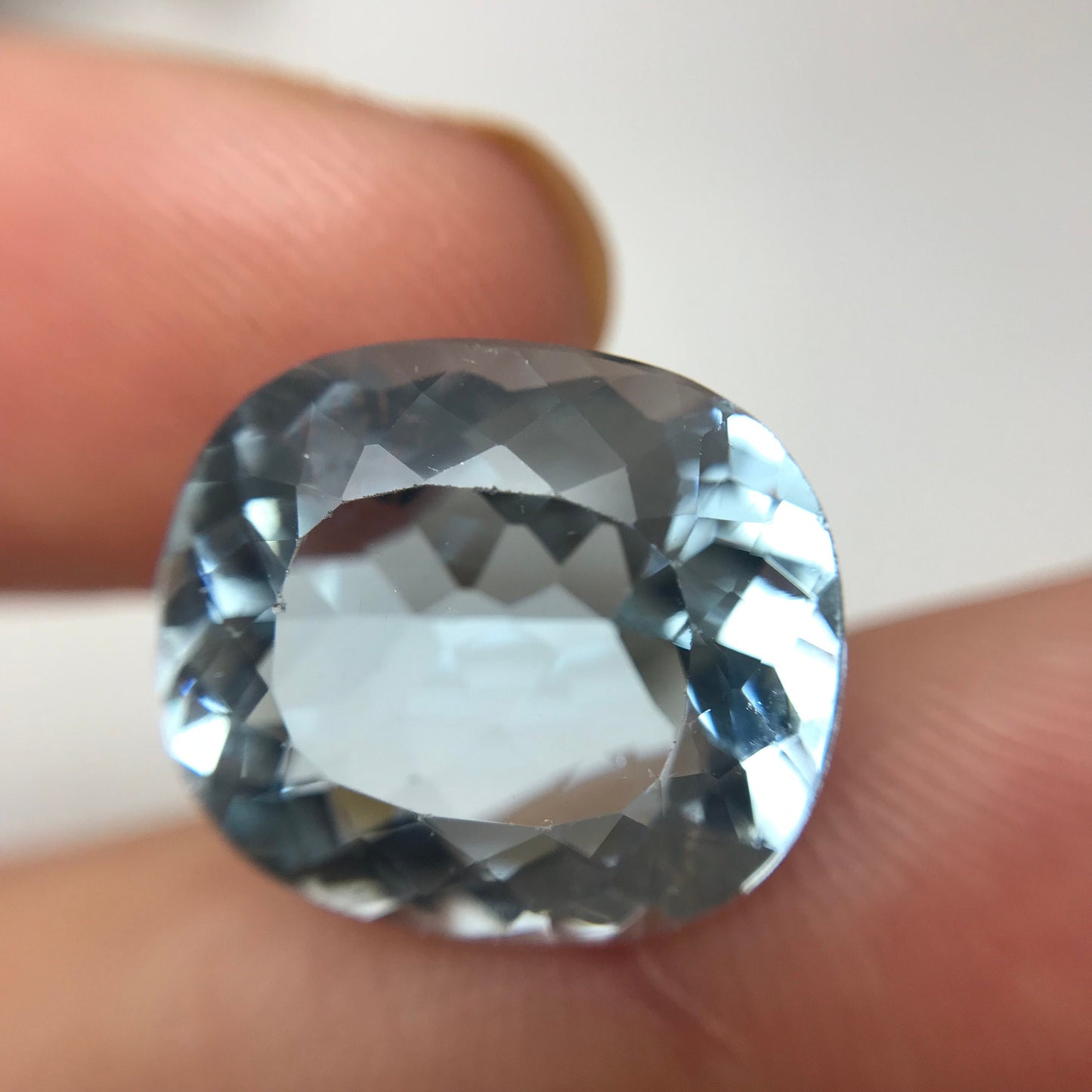 10 Ct Natural Blue Aquamarine 15.7x13.8mm Light Blue Rectangle Cushion Cut Loose Faceted, March Birthstone, 9.97 Ct