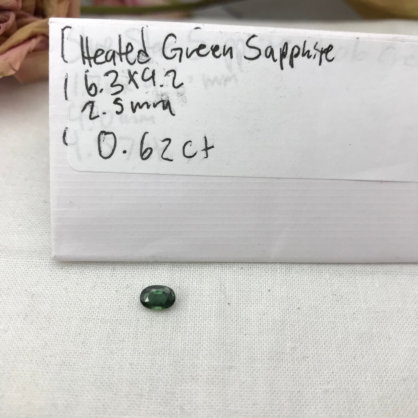 0.62 Green Sapphire 6.3x4.2mm Oval Cut, Faceted Loose Natural Heated Sapphire