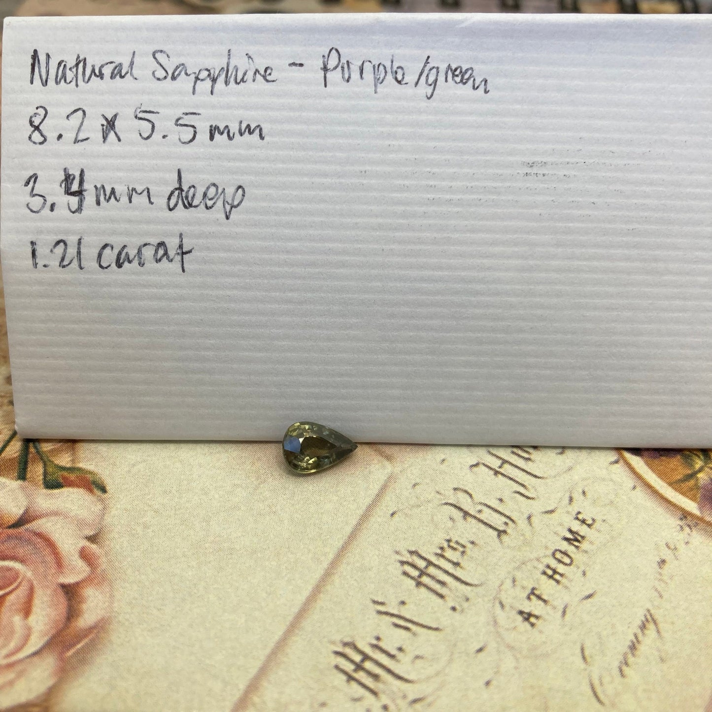 Natural Sapphire 8x5.5mm 1.21 Carat - Green to Gray Purple Gemstone - Pear Tear Drop Corundum Faceted Loose Unmounted- Color Shift/Change