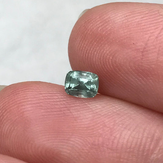 Bluish Green Montana Sapphire 0.69 carat, 4.7x3.7 mm Rectangular Cushion Cut, Unheated Faceted Loose Gemstone