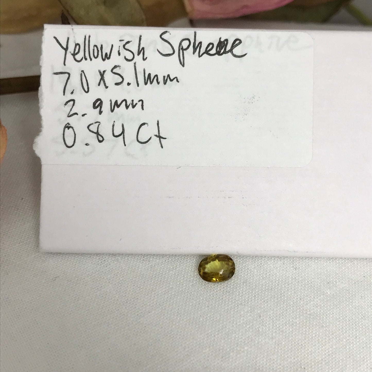 7x5mm Yellow Sphene Oval Cut, 0.84 Carat Natural Orangish Yellow Sphene with Rainbow Flashes