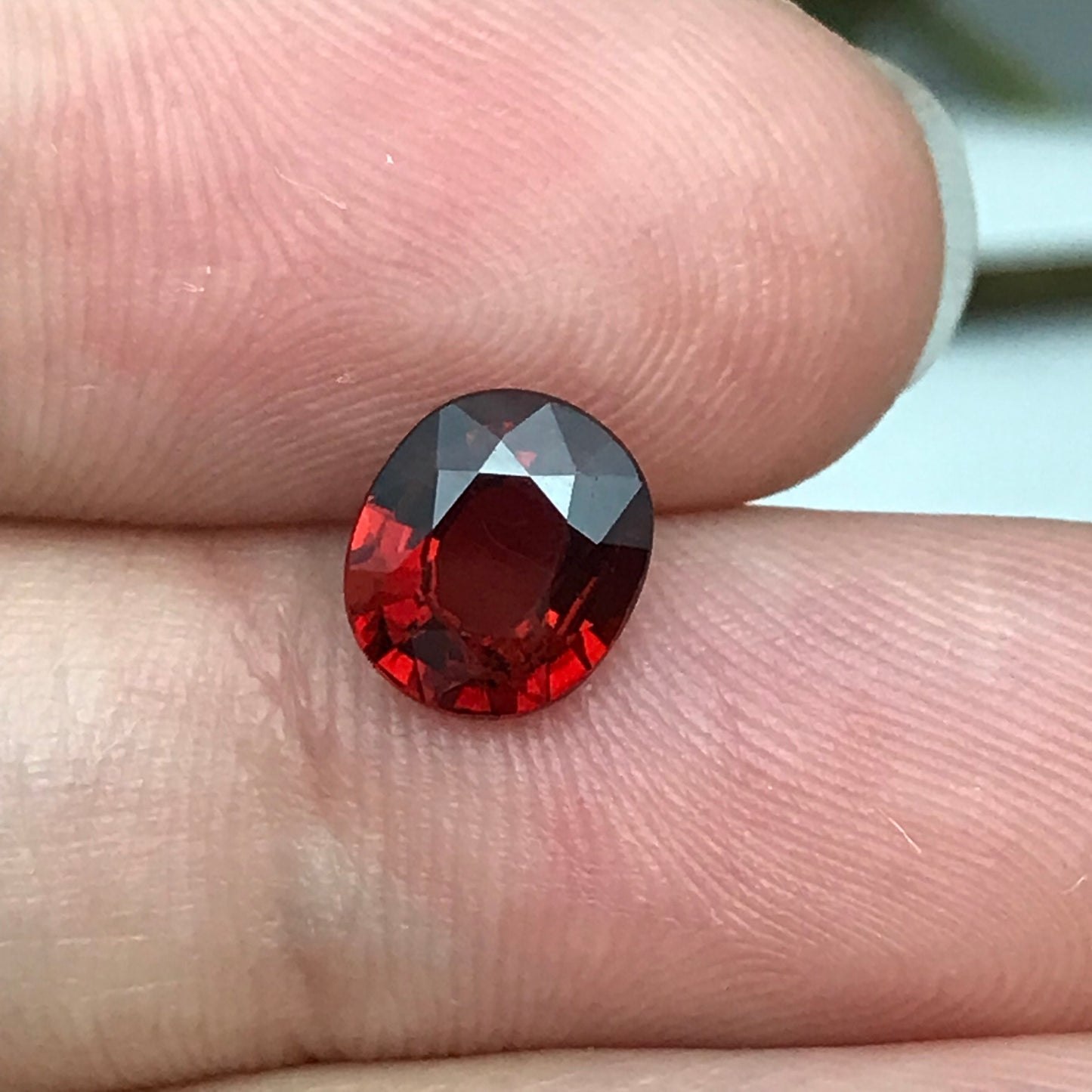 1.66 Ct Natural Orangey Red Spessartite Garnet 7.5x6.5mm Oval Cut, Faceted Loose, Deep Red Orange Garnet