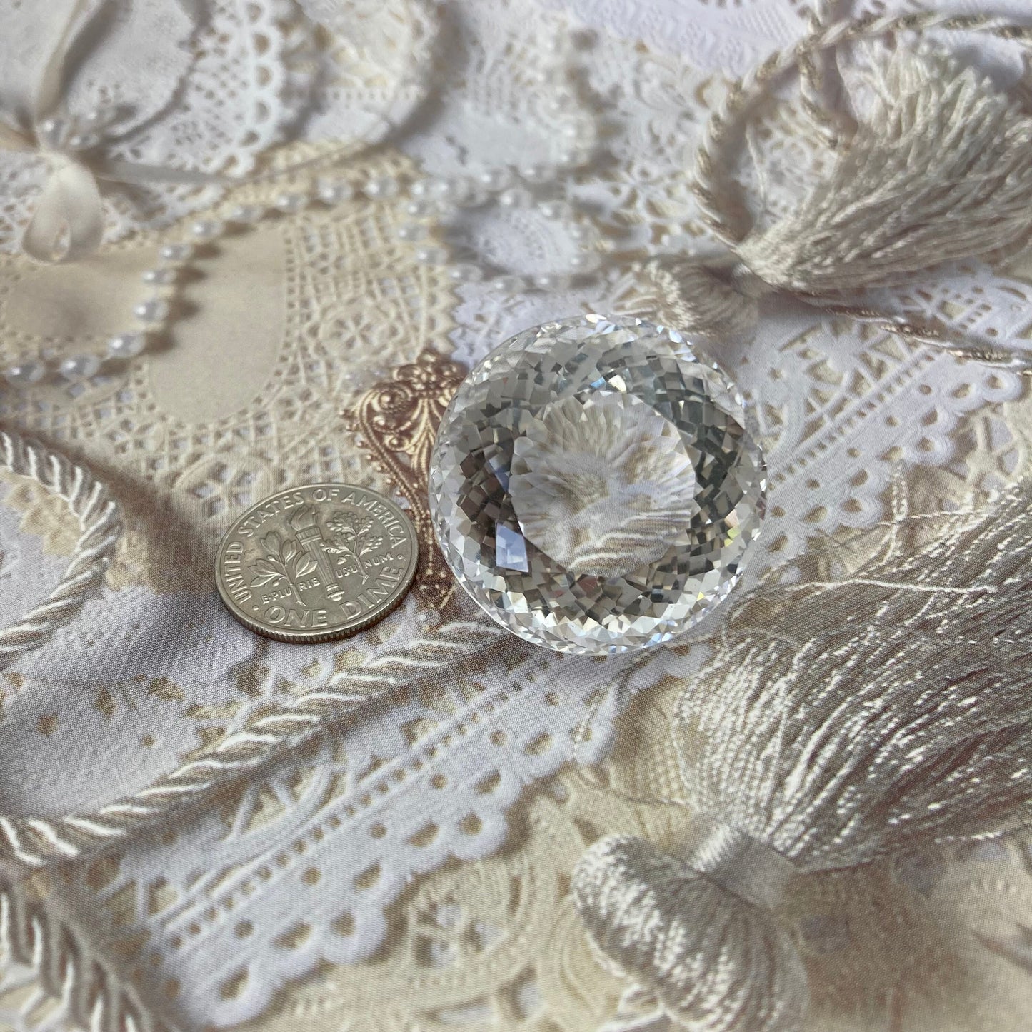 27.2mm Quartz 81 Carat Round Portuguese style Cut Loose Gem, Large Gemstone Big Faceted Stone