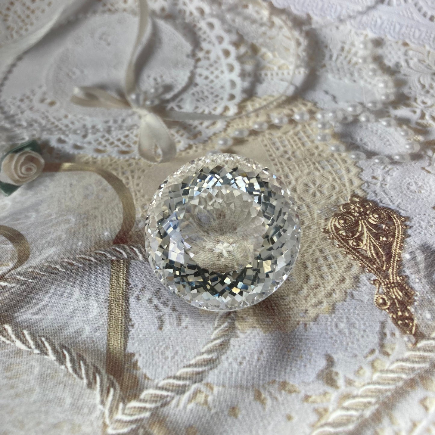 27.2mm Quartz 81 Carat Round Portuguese style Cut Loose Gem, Large Gemstone Big Faceted Stone