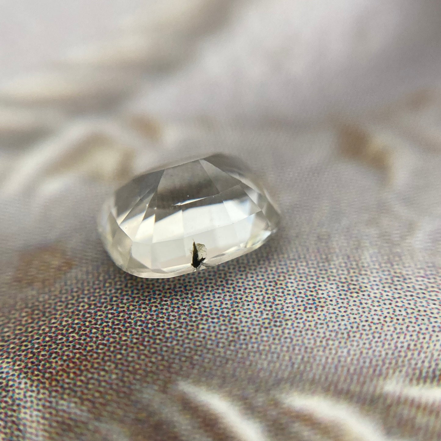 Natural Sapphire 0.75 carat 5.5x4.2 mm Cushion Cut, Faceted Loose Gemstone Very Light Yellow Almost Clear, White Sapphire 5.5x4mm