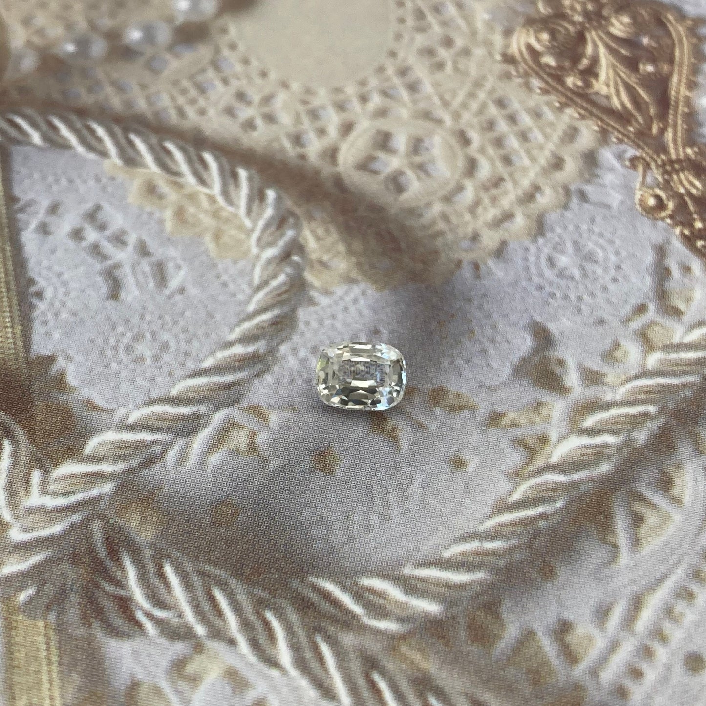 Natural Sapphire 0.75 carat 5.5x4.2 mm Cushion Cut, Faceted Loose Gemstone Very Light Yellow Almost Clear, White Sapphire 5.5x4mm