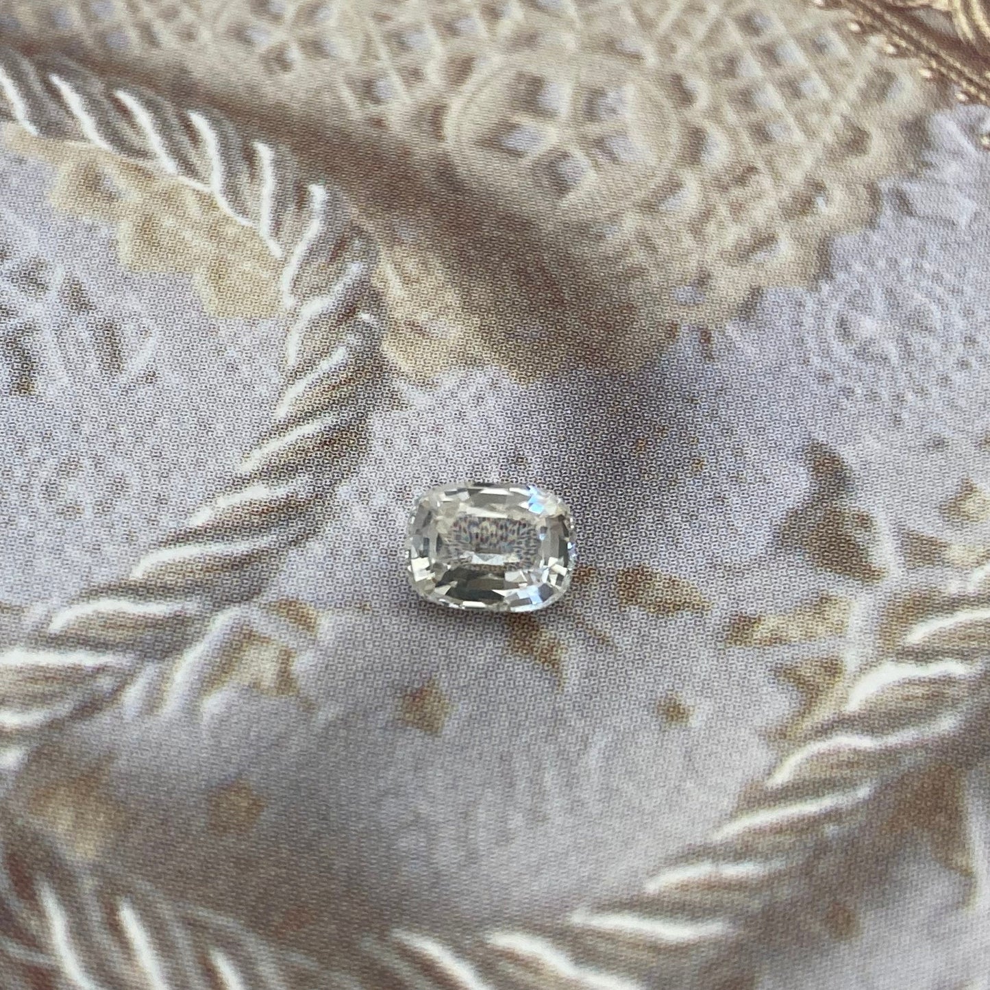 Natural Sapphire 0.75 carat 5.5x4.2 mm Cushion Cut, Faceted Loose Gemstone Very Light Yellow Almost Clear, White Sapphire 5.5x4mm