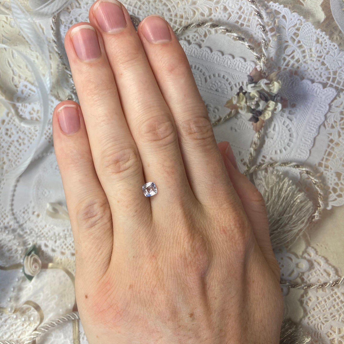 0.66 Ct Natural Purple Spinel 4.8mm Cushion Cut Faceted Loose Gemstone, Grayish Purple Stone, Flowing Gems, 5mm