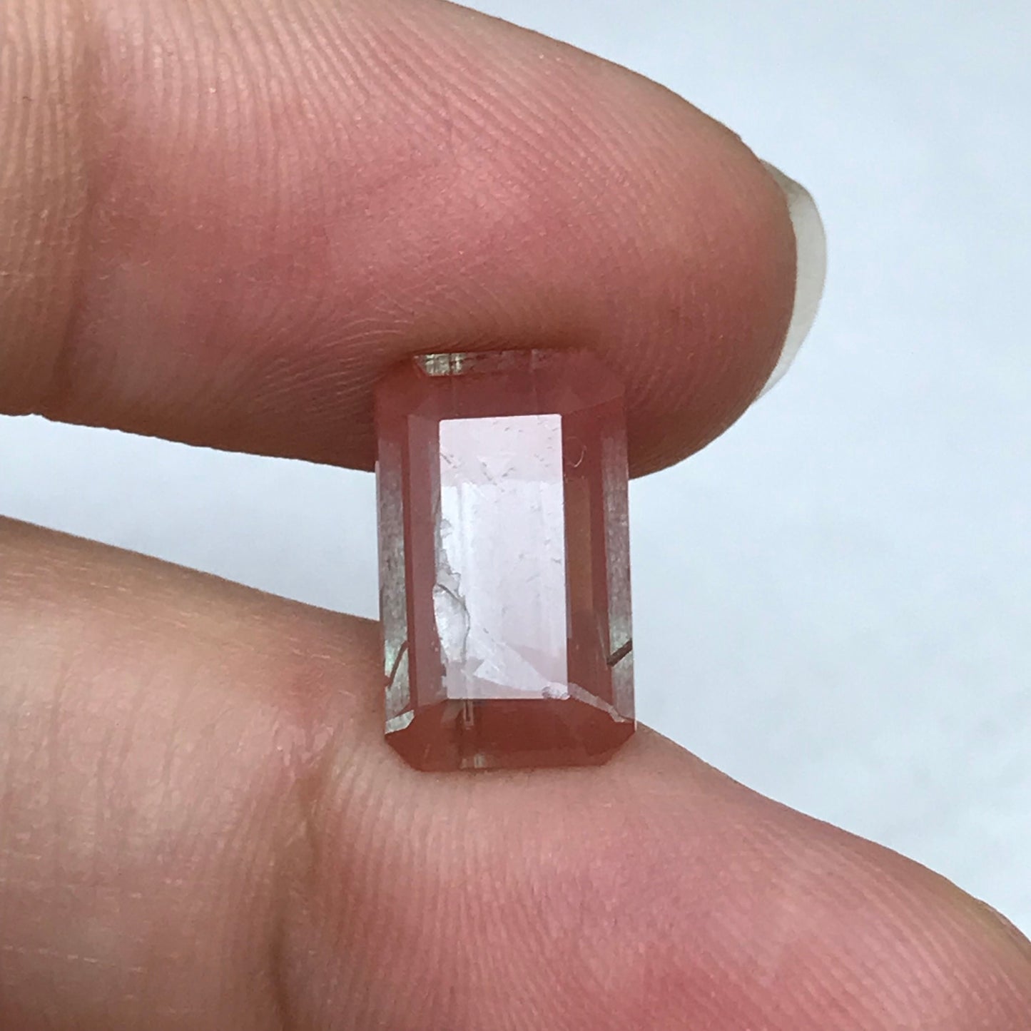 3 Carat Reddish Orange Andesine, Discount Gem, 12.8x7.7mm Emerald Cut, Faceted Loose Faceted Feldspar Labradorite, Color Treated Gemstone