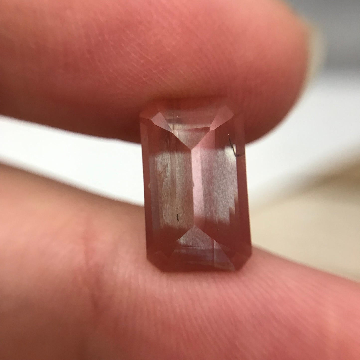 3 Carat Reddish Orange Andesine, Discount Gem, 12.8x7.7mm Emerald Cut, Faceted Loose Faceted Feldspar Labradorite, Color Treated Gemstone