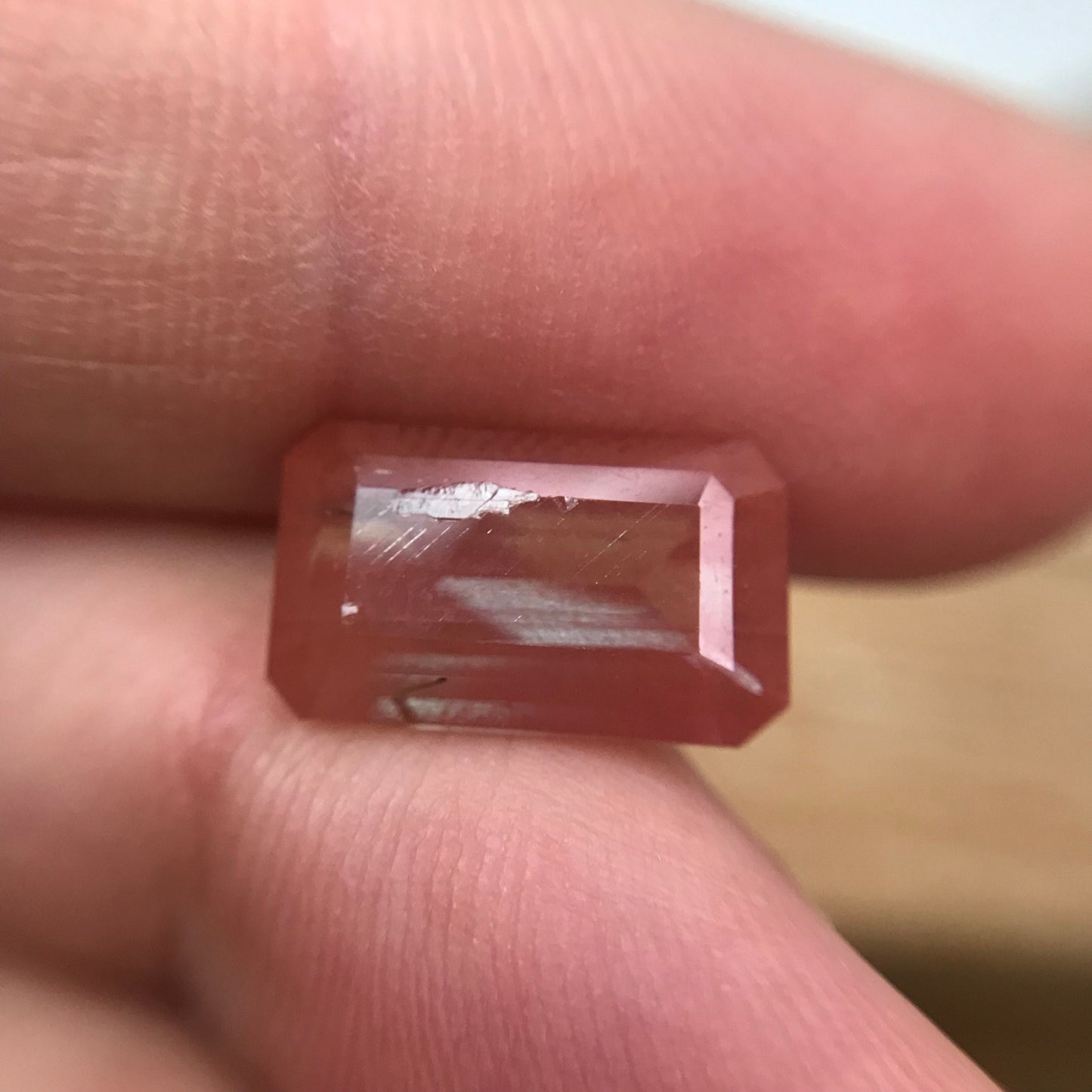 3 Carat Reddish Orange Andesine, Discount Gem, 12.8x7.7mm Emerald Cut, Faceted Loose Faceted Feldspar Labradorite, Color Treated Gemstone