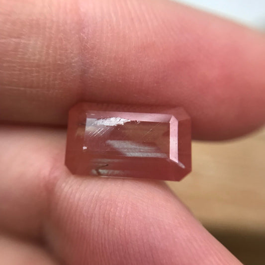 3 Carat Reddish Orange Andesine, Discount Gem, 12.8x7.7mm Emerald Cut, Faceted Loose Faceted Feldspar Labradorite, Color Treated Gemstone