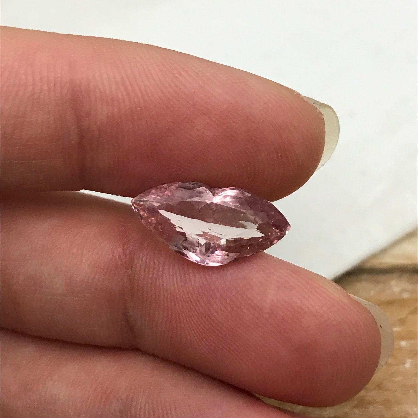 4.42 Carat Pink Tourmaline 15.68x7.93mm Lips Shaped Cut, Unmounted Faceted Loose Gemstone for Jewelry Setting
