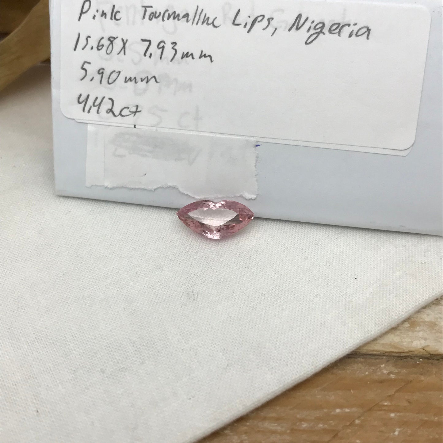 4.42 Carat Pink Tourmaline 15.68x7.93mm Lips Shaped Cut, Unmounted Faceted Loose Gemstone for Jewelry Setting