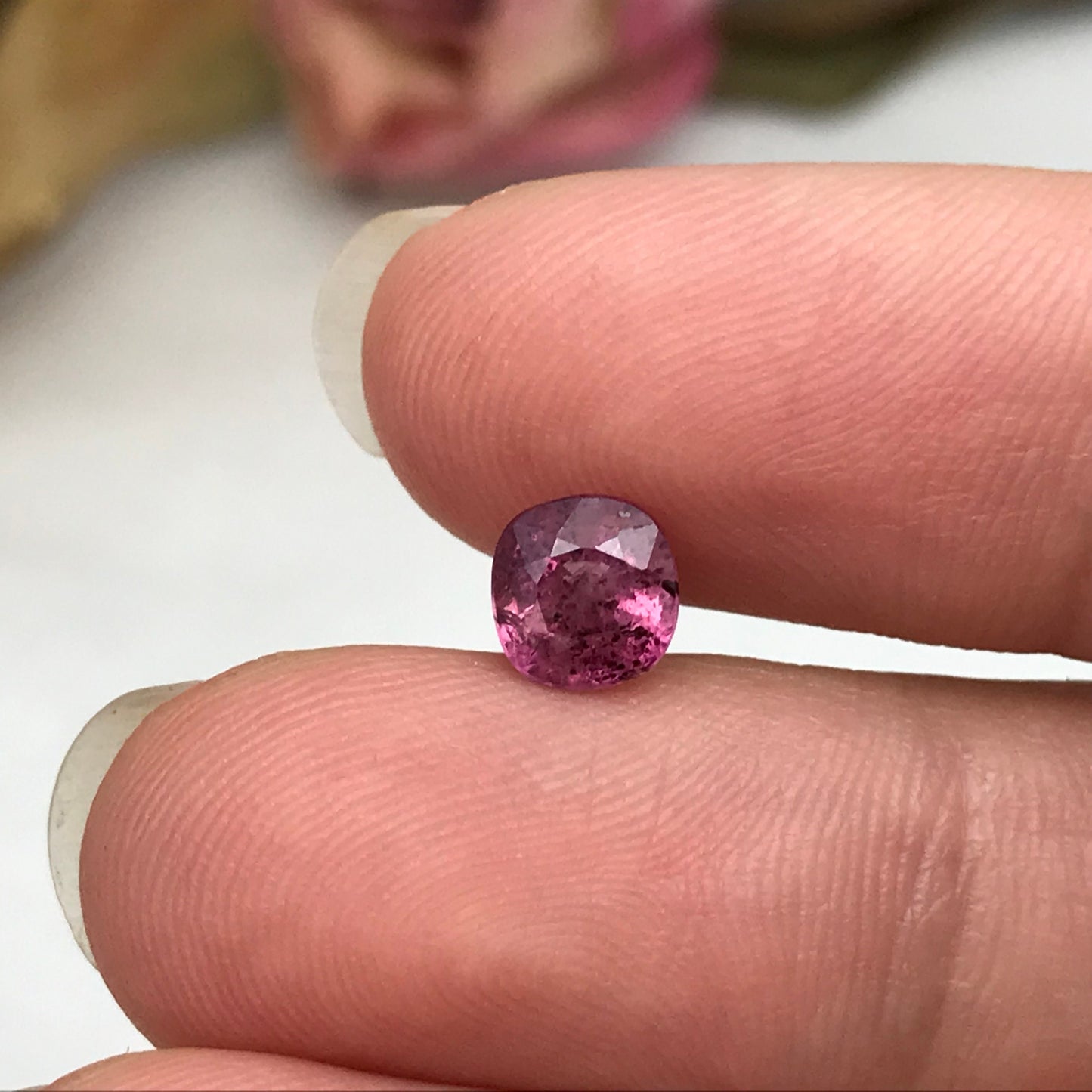 1.31 carat Unheated Pinkish Purple Sapphire 6.15x5.9mm Cushion Cut, Faceted Loose Natural Madagascar Sapphire