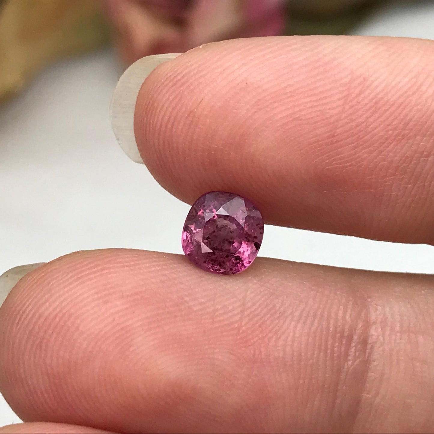 1.31 carat Unheated Pinkish Purple Sapphire 6.15x5.9mm Cushion Cut, Faceted Loose Natural Madagascar Sapphire