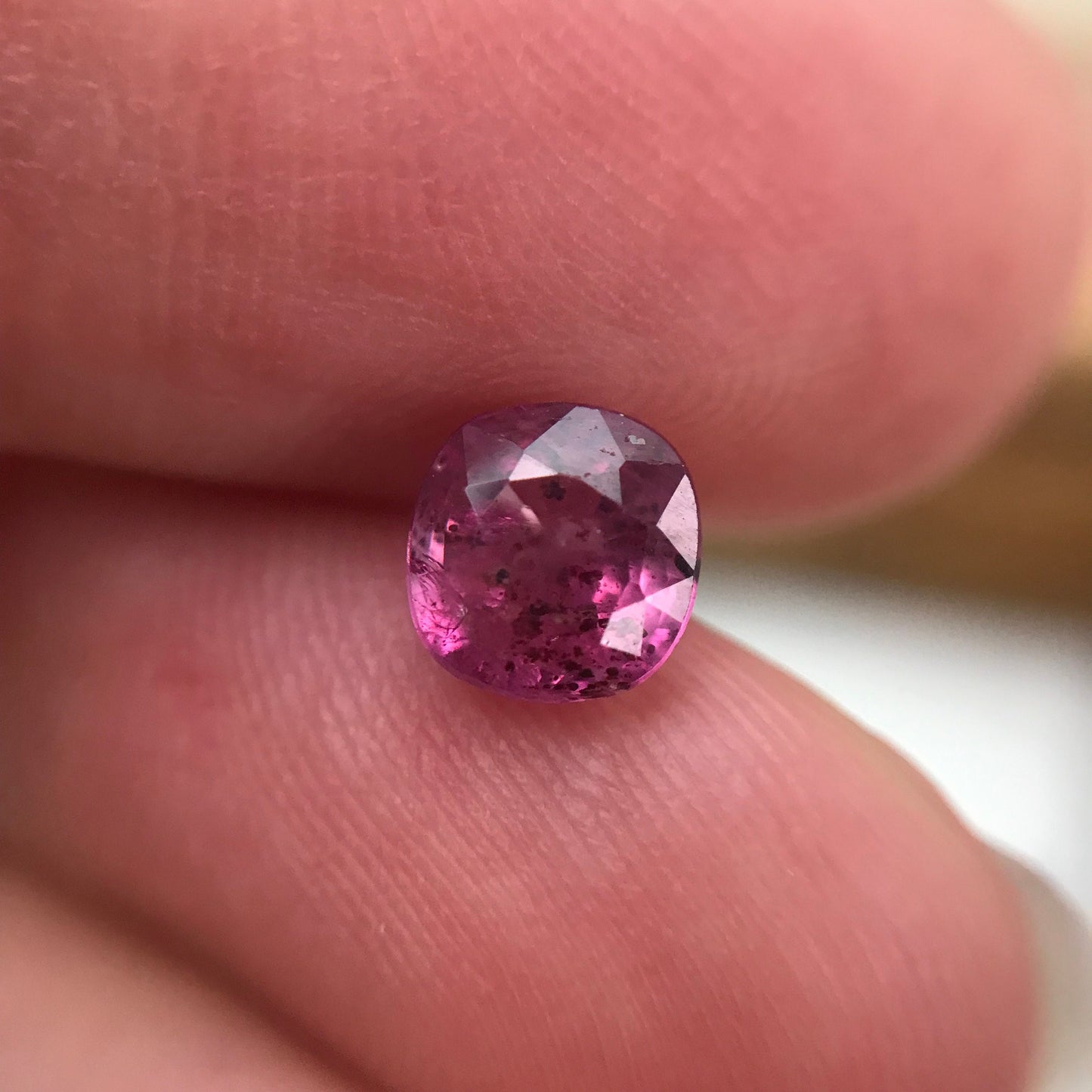 1.31 carat Unheated Pinkish Purple Sapphire 6.15x5.9mm Cushion Cut, Faceted Loose Natural Madagascar Sapphire