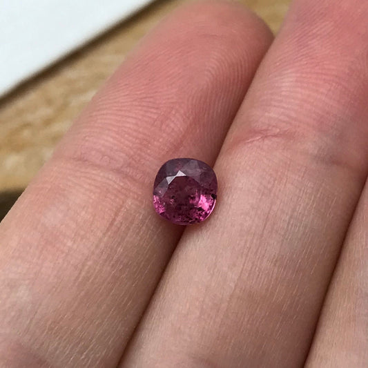 1.31 carat Unheated Pinkish Purple Sapphire 6.15x5.9mm Cushion Cut, Faceted Loose Natural Madagascar Sapphire
