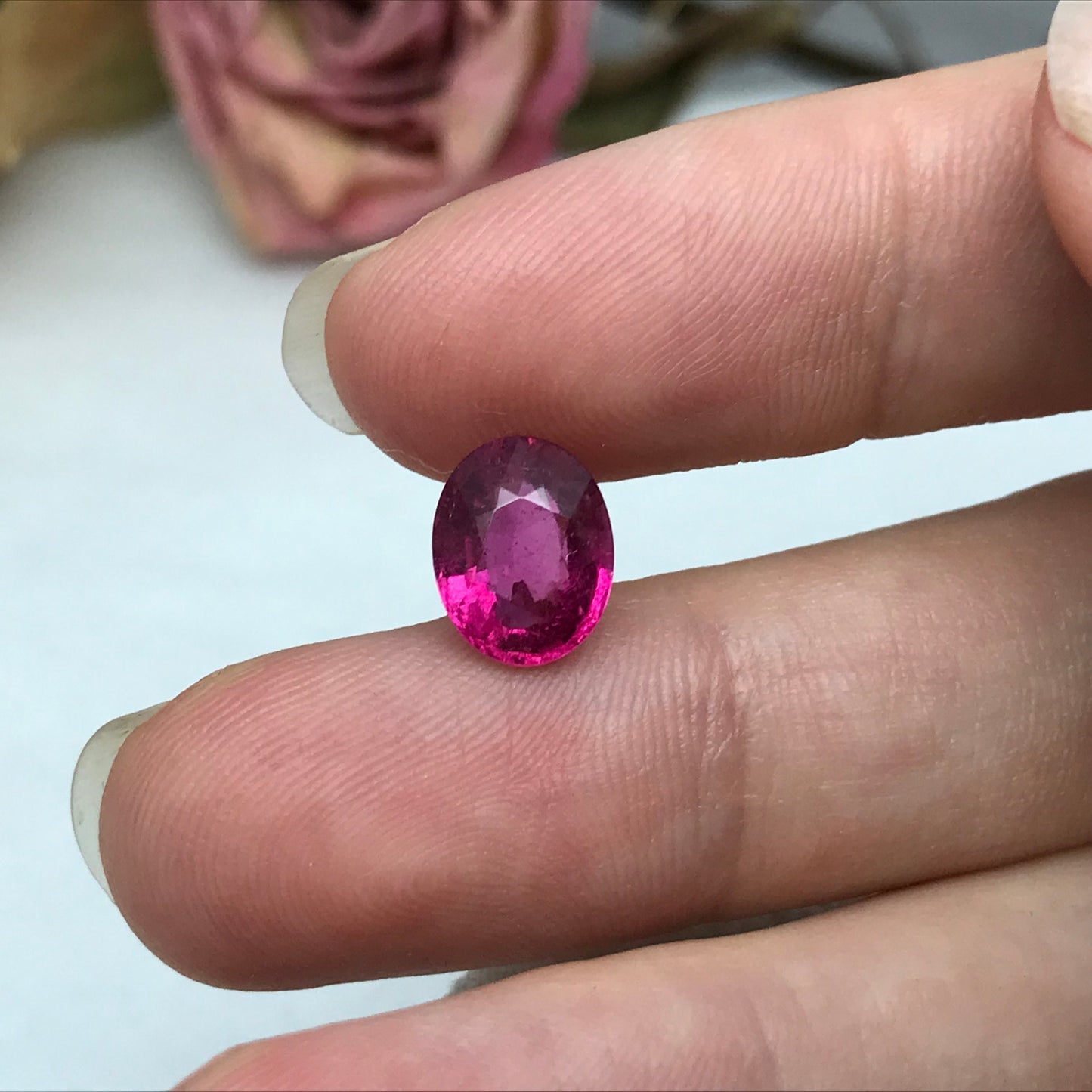 2.61 Carat Pink Tourmaline 9.8x7.75mm Oval Cut, Faceted Loose Natural Rubellite Tourmaline